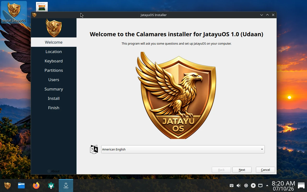JatayuOS installation: Start the installer
